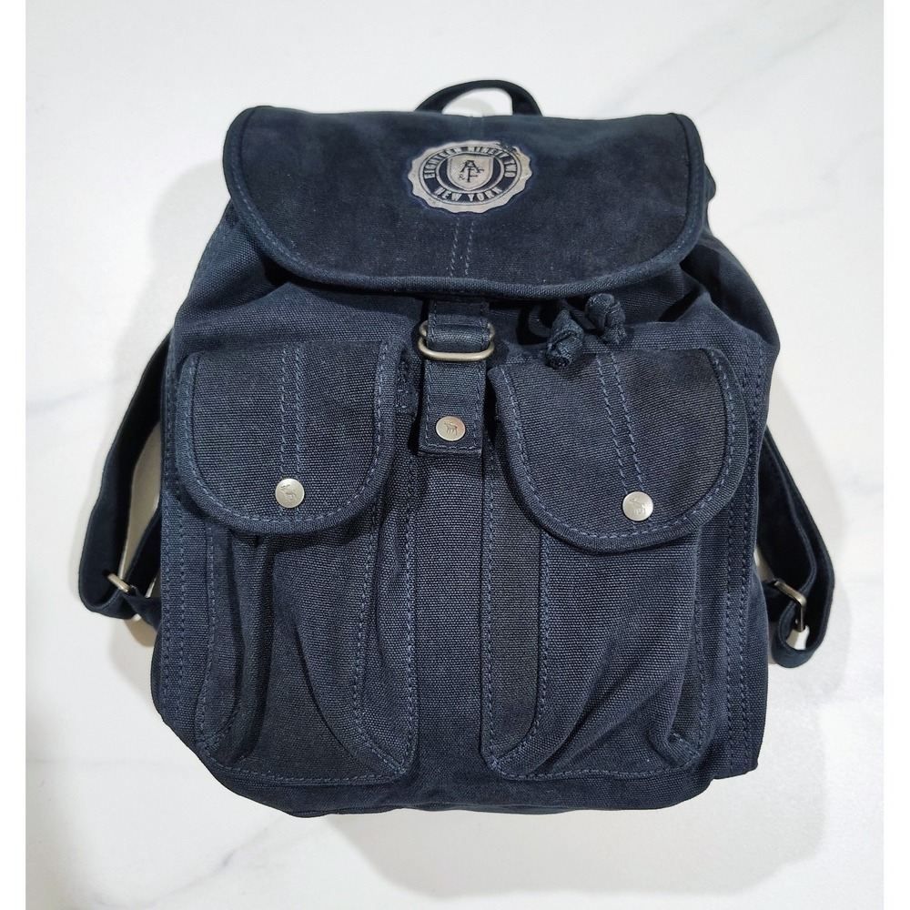 Abercrombie & Fitch Backpback navy blue womens Messenger bag purse Canvas - Picture 2 of 12